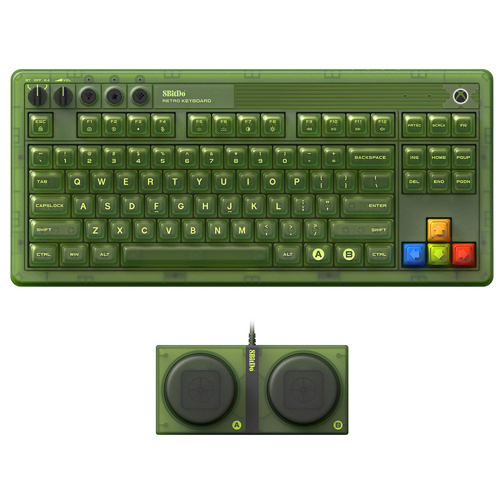 8BitDo Retro 87 Mechanical Keyboard Xbox Edition, 87 Keys, RGB Backlight, Hot Swappable PCB, Bluetooth/2.4G/USB-C Connection, Wireless Gaming Keyboard for Windows & Android