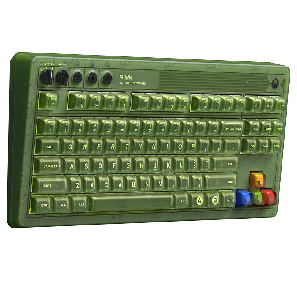 8BitDo Retro 87 Mechanical Keyboard Xbox Edition, 87 Keys, RGB Backlight, Hot Swappable PCB, Bluetooth/2.4G/USB-C Connection, Wireless Gaming Keyboard for Windows & Android