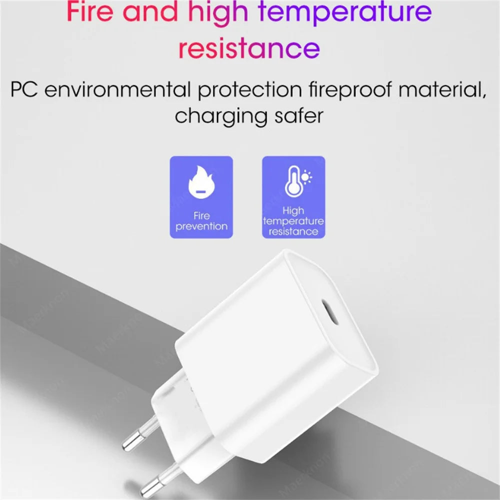 Cargador PD de 20 W, carga rápida, USB C, adaptador de corriente para iPhone 15, 14, 13, Pro Max, Mini, X, XS, tipo C