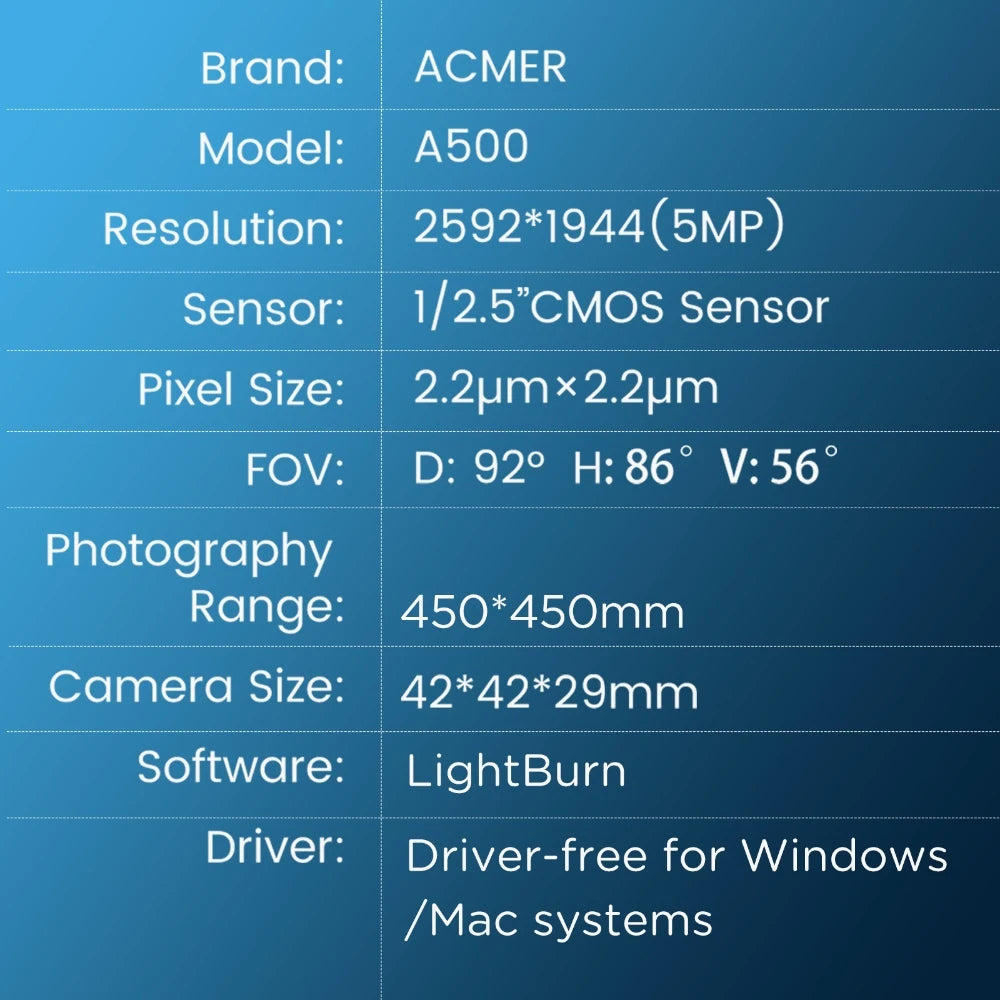 ACMER A500 Lightbrun Camera Precise Positioning Support Video Record For acmer Laser Engraving P1 10W P2 33W Series
