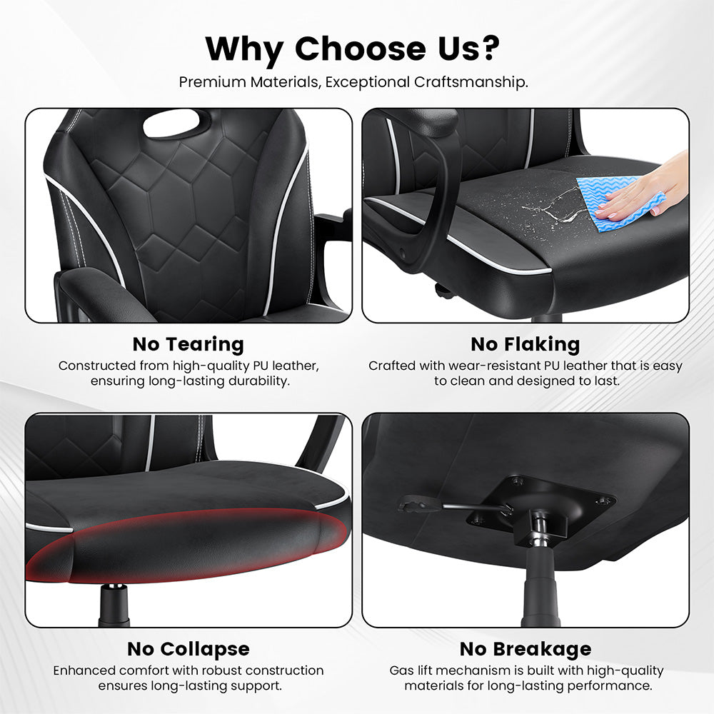 ACGAM CG-4746 Gaming Office Chair Small Version, Ergonomic Foam Backrest, 360° Swivel & Adjustable Height, 360° Swivel and Height Adjustment