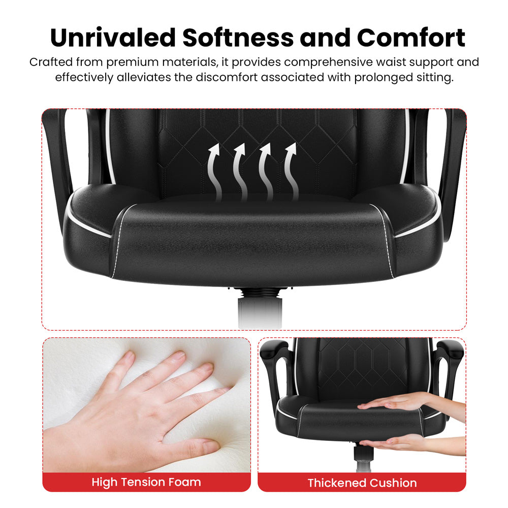 ACGAM CG-4850 Gaming Office Chair Regular Version, Ergonomic Design, Flexible Tilting Tension and Height, Superior PVC Leather, Sleek Padded Armrests, 360° Smooth Swivel