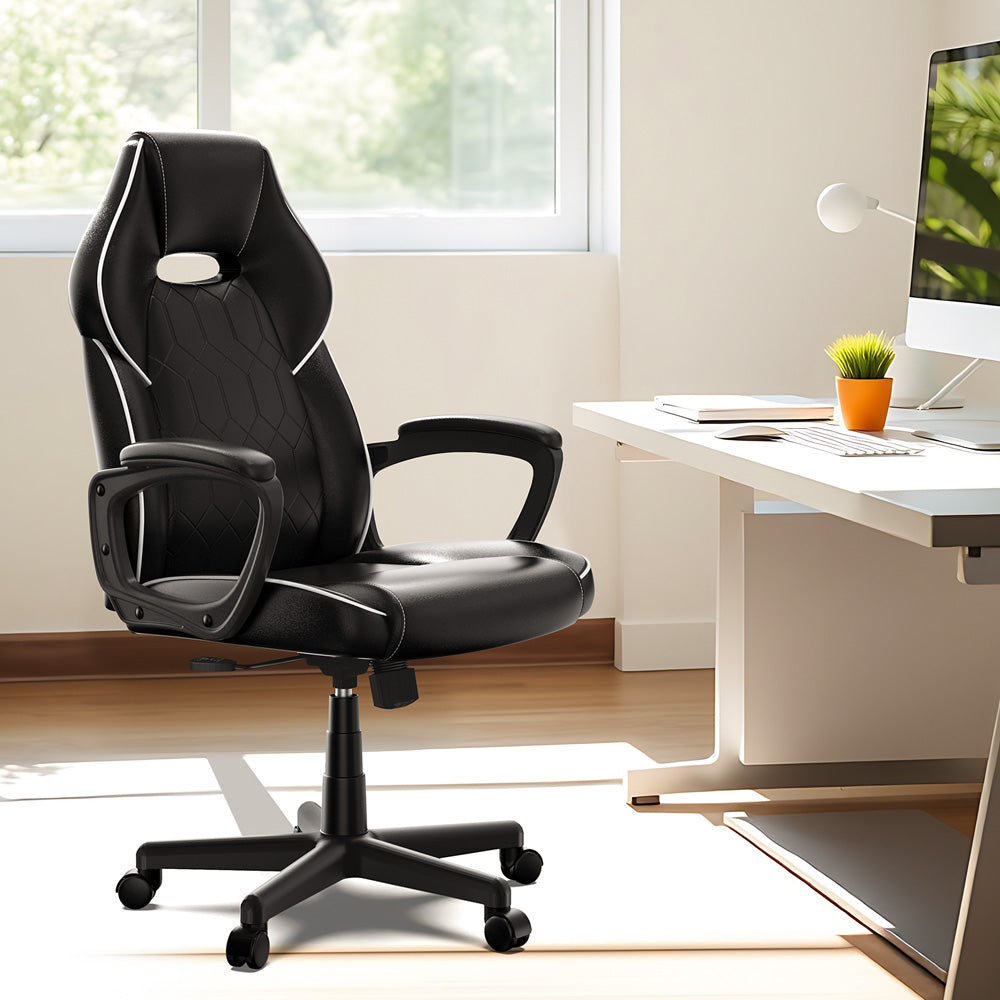 ACGAM CG-4850 Gaming Office Chair Regular Version, Ergonomic Design, Flexible Tilting Tension and Height, Superior PVC Leather, Sleek Padded Armrests, 360° Smooth Swivel