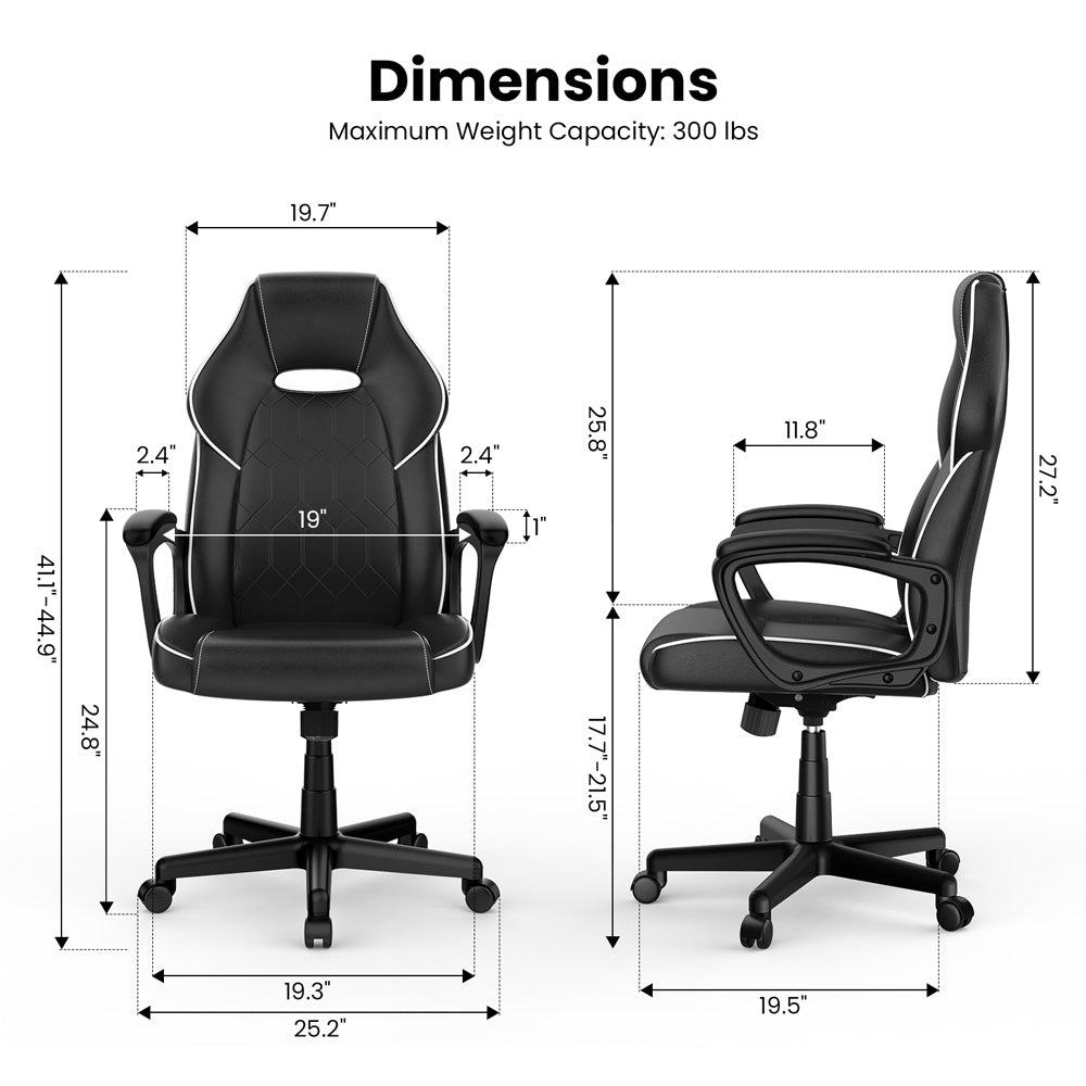 ACGAM CG-4850 Gaming Office Chair Regular Version, Ergonomic Design, Flexible Tilting Tension and Height, Superior PVC Leather, Sleek Padded Armrests, 360° Smooth Swivel