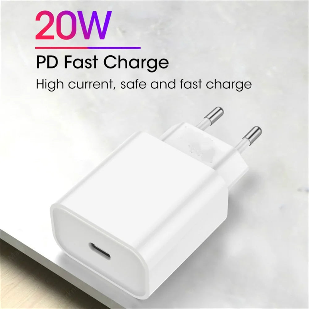 Cargador PD de 20 W, carga rápida, USB C, adaptador de corriente para iPhone 15, 14, 13, Pro Max, Mini, X, XS, tipo C