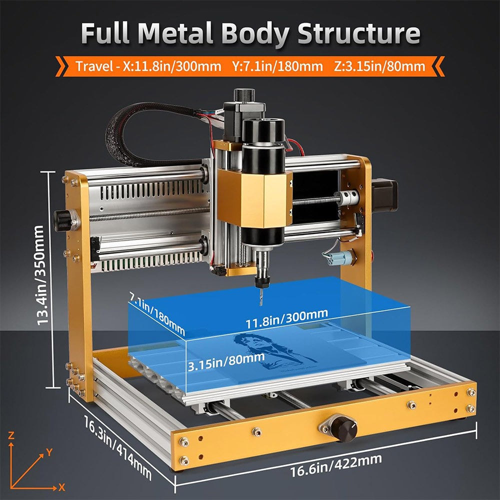 Annoytools 3018 Pro Max CNC Router Machine, 3 Axis Limit Switches, GRBL Offline Control, 300x180x80mm