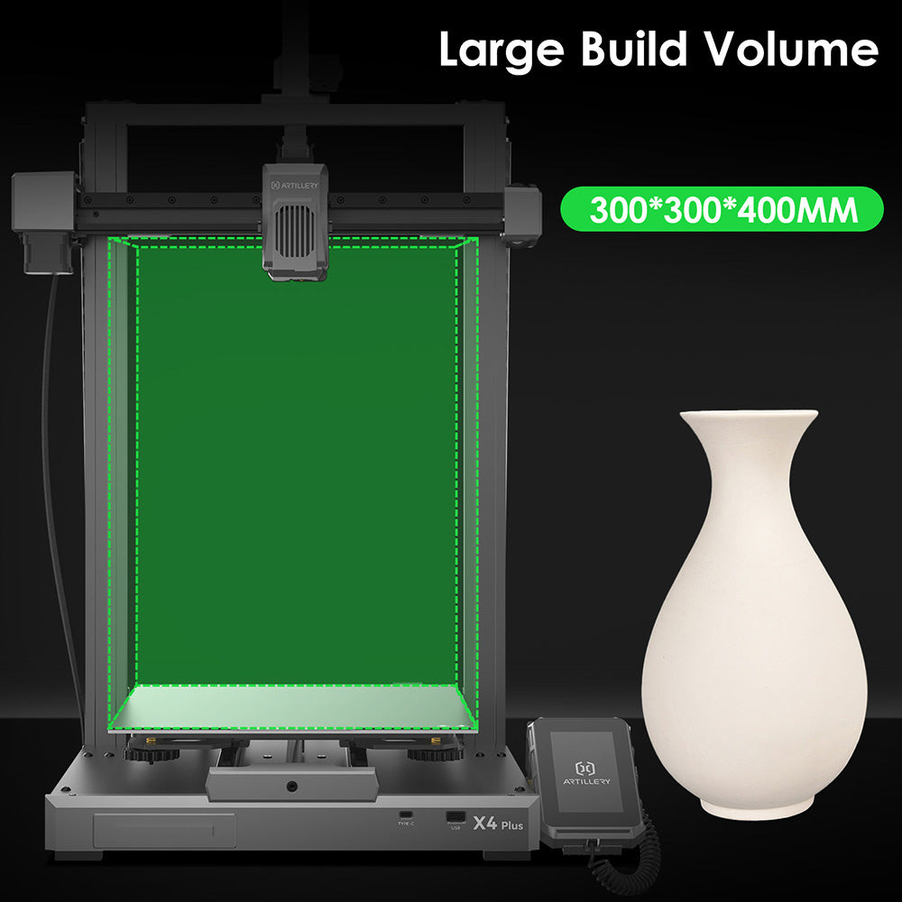 Artillery Sidewinder X4 Plus 3D Printer, 300*300*400mm, 500mm/s Print Speed, XY-Metal Linear Guide Rail, Auto Levelling, 8000 rpm Efficient Cooling Fans