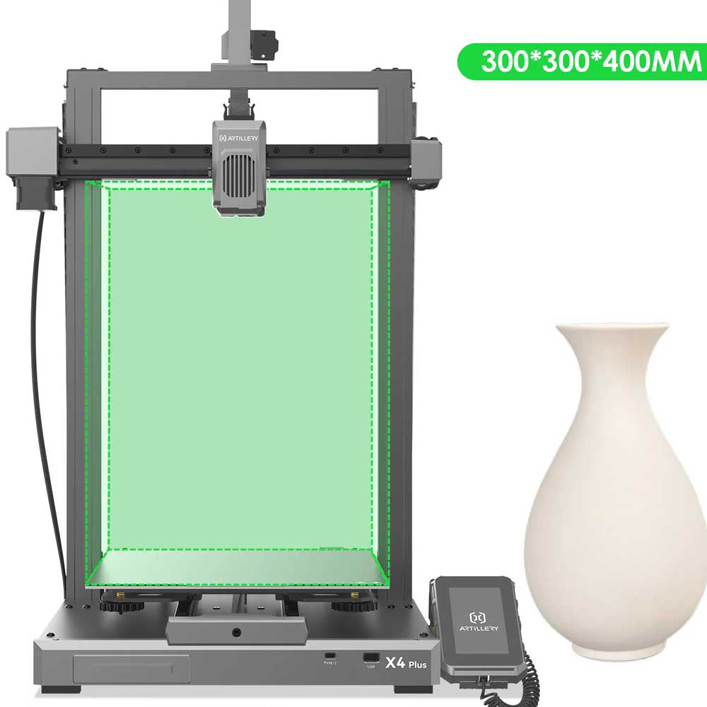 Artillery Sidewinder X4 Plus 3D Printer, 300*300*400mm, 500mm/s Print Speed, XY-Metal Linear Guide Rail, Auto Levelling, 8000 rpm Efficient Cooling Fans