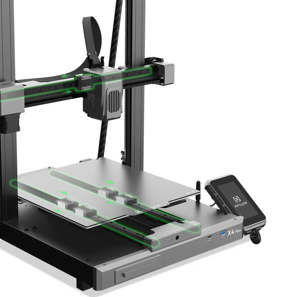Artillery Sidewinder X4 Plus 3D Printer, 300*300*400mm, 500mm/s Print Speed, XY-Metal Linear Guide Rail, Auto Levelling, 8000 rpm Efficient Cooling Fans