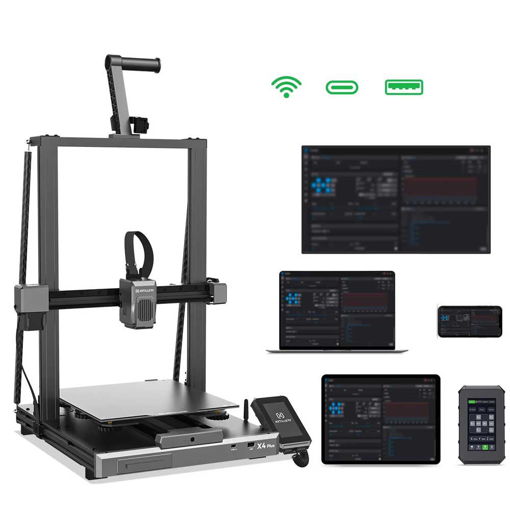 Artillery Sidewinder X4 Plus 3D Printer, 300*300*400mm, 500mm/s Print Speed, XY-Metal Linear Guide Rail, Auto Levelling, 8000 rpm Efficient Cooling Fans