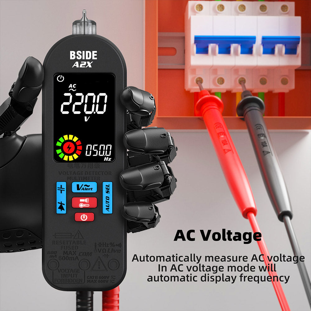 BSIDE A2X Intelligent Digital Multimeter, USB Charging, Color LCD Screen, Rechargeable Li-ion Battery, Bright LED Flashlight, Amp Smart Identification