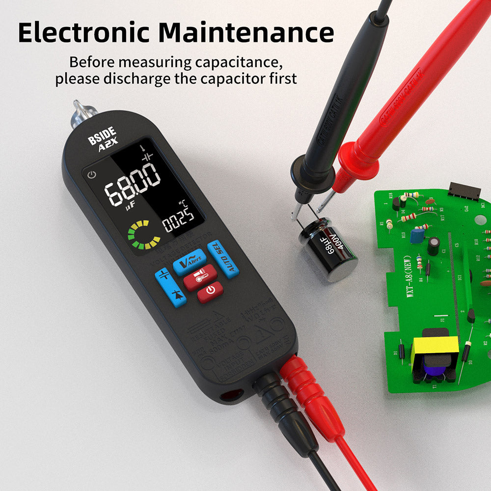 BSIDE A2X Intelligent Digital Multimeter, USB Charging, Color LCD Screen, Rechargeable Li-ion Battery, Bright LED Flashlight, Amp Smart Identification