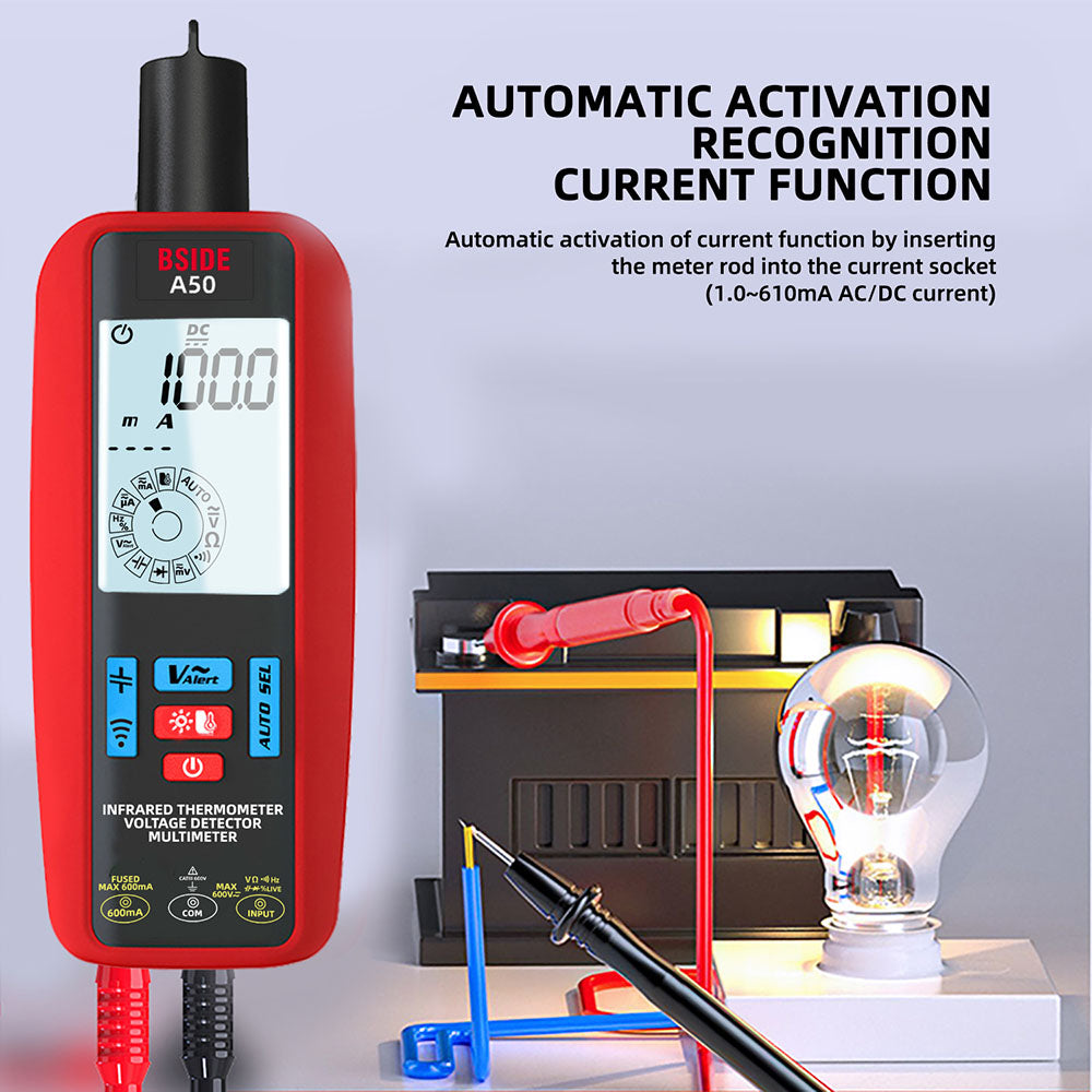 BSIDE A50 Digital Multimeter, 6000 Count, Electrical Test Pen, Leakage Tester, Voltage/Current/Capacitance/Resistance Tester