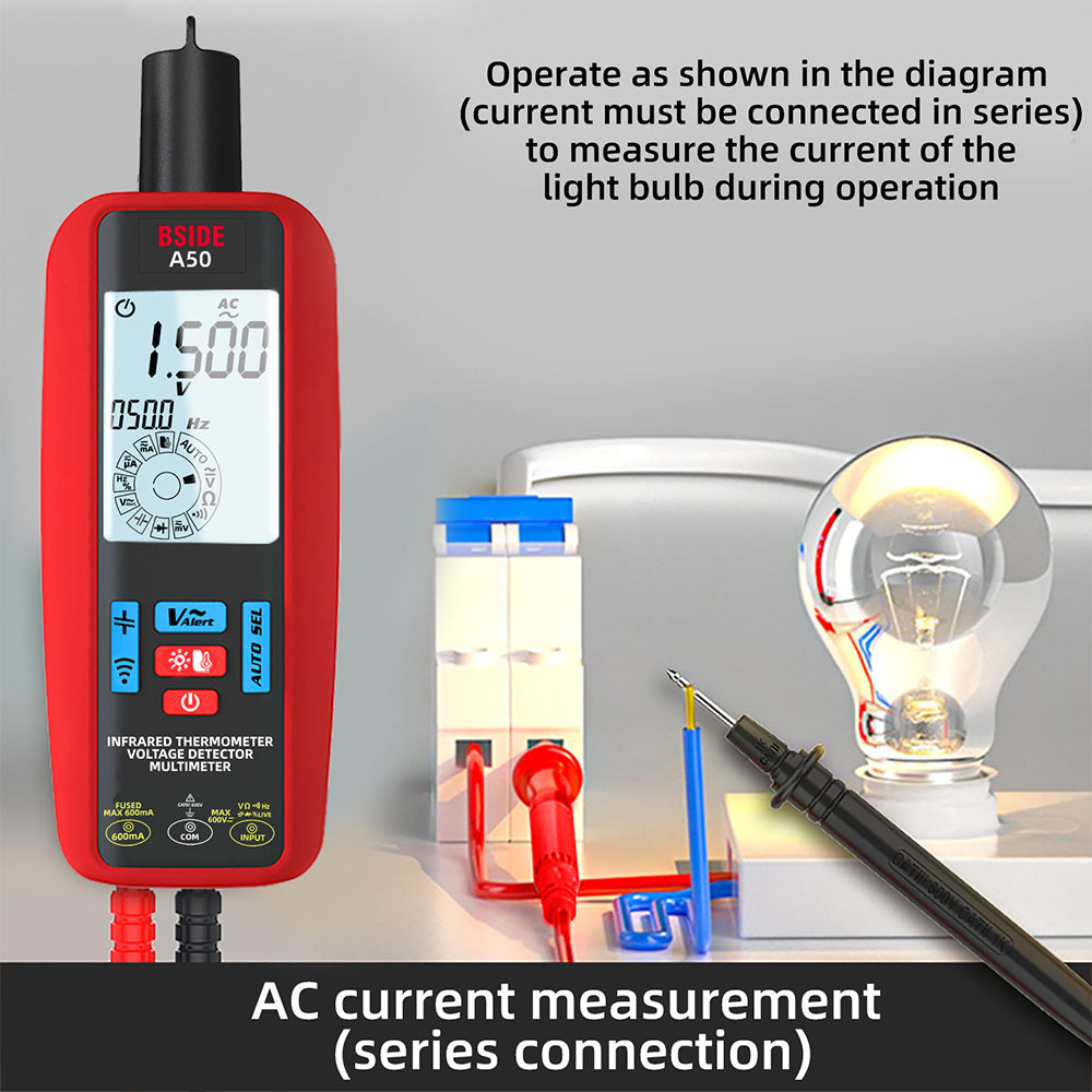 BSIDE A50 Digital Multimeter, 6000 Count, Electrical Test Pen, Leakage Tester, Voltage/Current/Capacitance/Resistance Tester