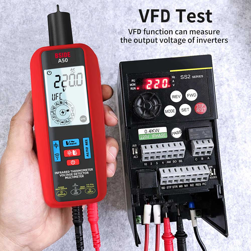 BSIDE A50 Digital Multimeter, 6000 Count, Electrical Test Pen, Leakage Tester, Voltage/Current/Capacitance/Resistance Tester