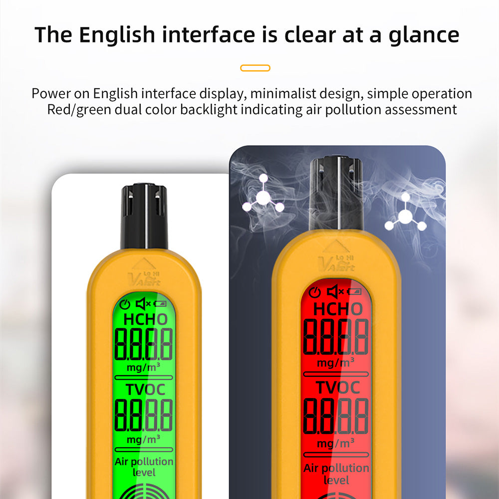 BSIDE G2 Air Quality Monitor, Formaldehyde Detector, PM2.5/TVOC/HCHO Test, Auto Alarm, LCD Display, Red & Green Color