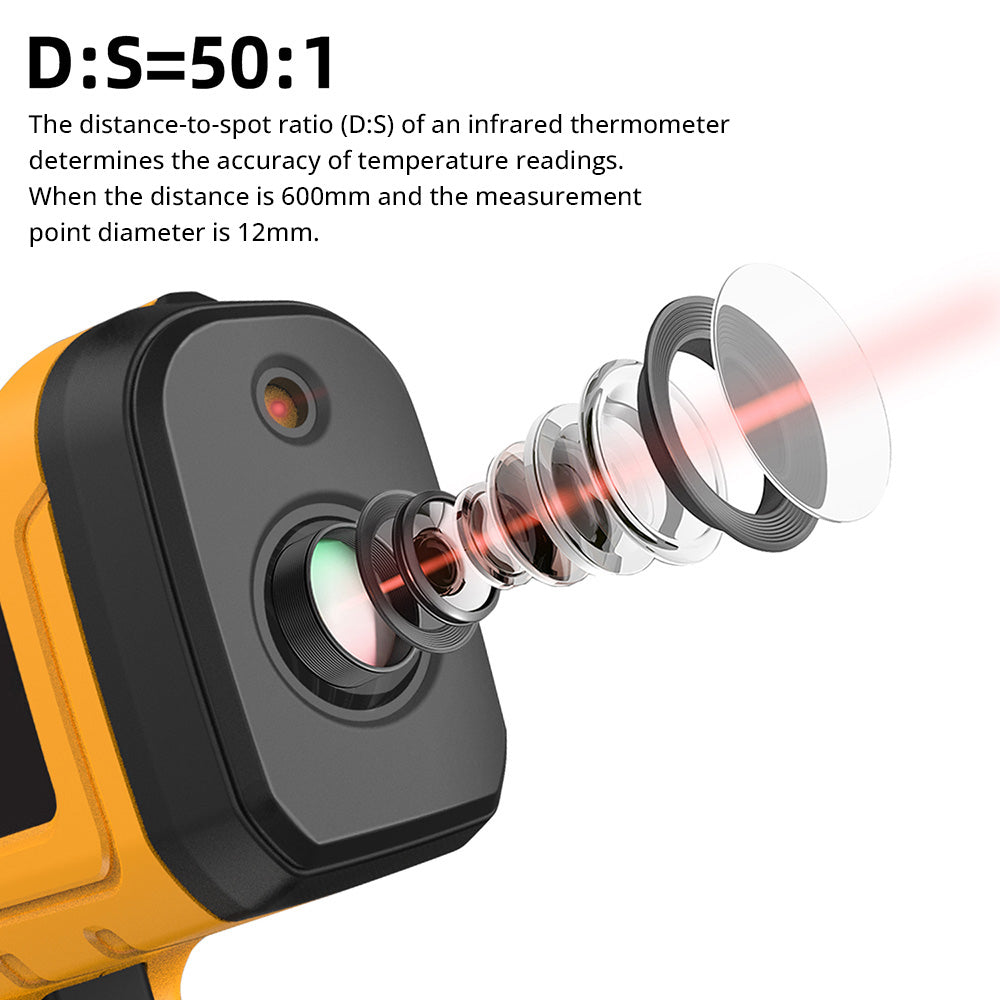 BSIDE H3 Infrared Thermometer Gun, -58℉—2552℉ Non-contact Handheld Digital Laser Industrial Temperature Measuring Tester, Yellow, No Battery