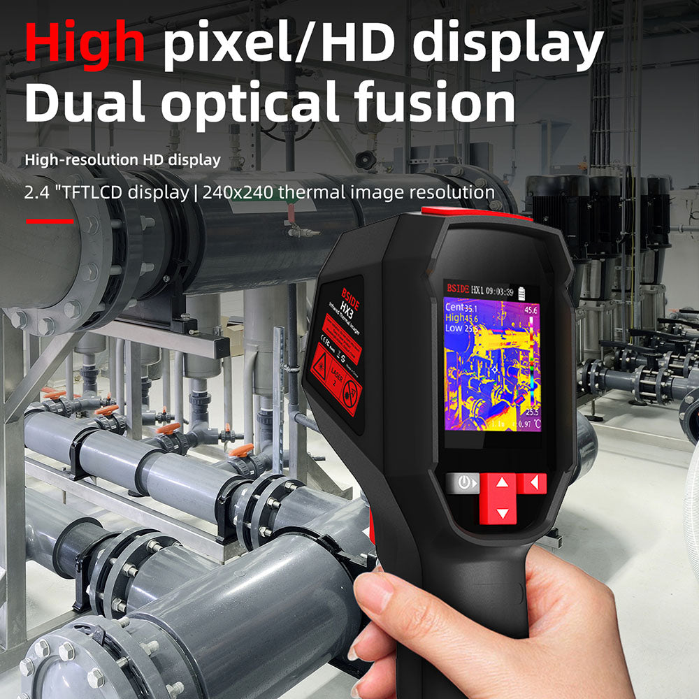 BSIDE HX3 Infrared Thermal Imaging Camera, 2.4-inch TFT LCD, 240 x 240 Resolution, -20°C to 550°C Tempearture Range, for Home Inspection HVAC Electrical