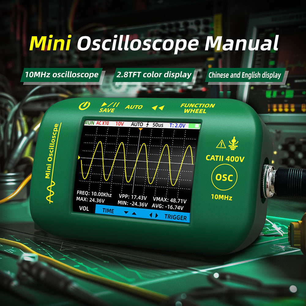 BSIDE OT2 Handheld Digital Oscilloscope Multimeter, 10MHz Bandwidth with 48MSa/s Sampling Rate, 2.8-inch LCD Screen