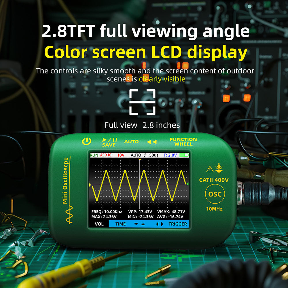 BSIDE OT2 Handheld Digital Oscilloscope Multimeter, 10MHz Bandwidth with 48MSa/s Sampling Rate, 2.8-inch LCD Screen