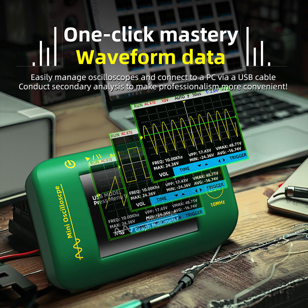 BSIDE OT2 Handheld Digital Oscilloscope Multimeter, 10MHz Bandwidth with 48MSa/s Sampling Rate, 2.8-inch LCD Screen