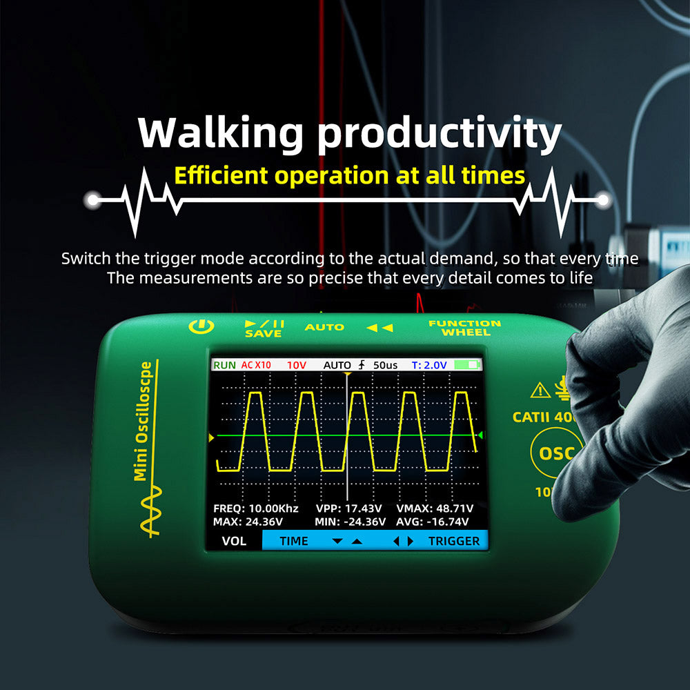 BSIDE OT2 Handheld Digital Oscilloscope Multimeter, 10MHz Bandwidth with 48MSa/s Sampling Rate, 2.8-inch LCD Screen