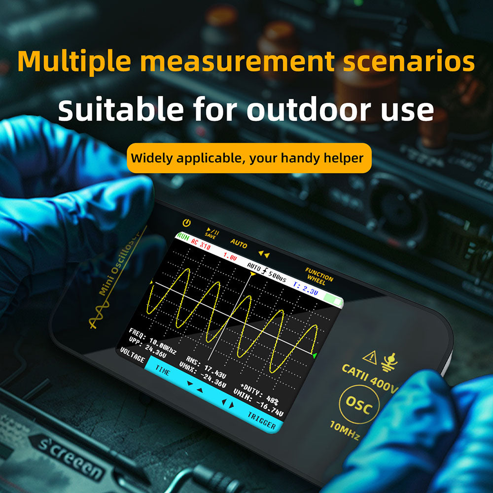 BSIDE OT3 Oscilloscope with Probe, 3.2" TFT Color Screen, 10MHz Bandwidth, Real-Time Sampling 48MSa/s, 1200mAh Battery, for Outdoor Maintenance, Automotive Repair, and Power Detection