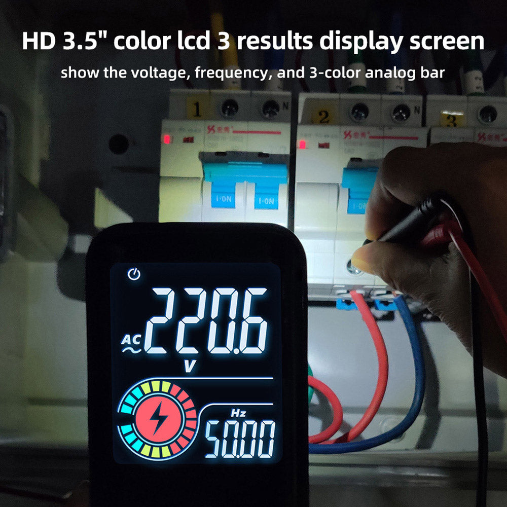 BSIDE S10 Smart Digital Multimeter, 3.5' Color LCD Screen, 9999 Counts, DC AC Voltage Capacitor Ohm Diode Tester, Black - without Battery