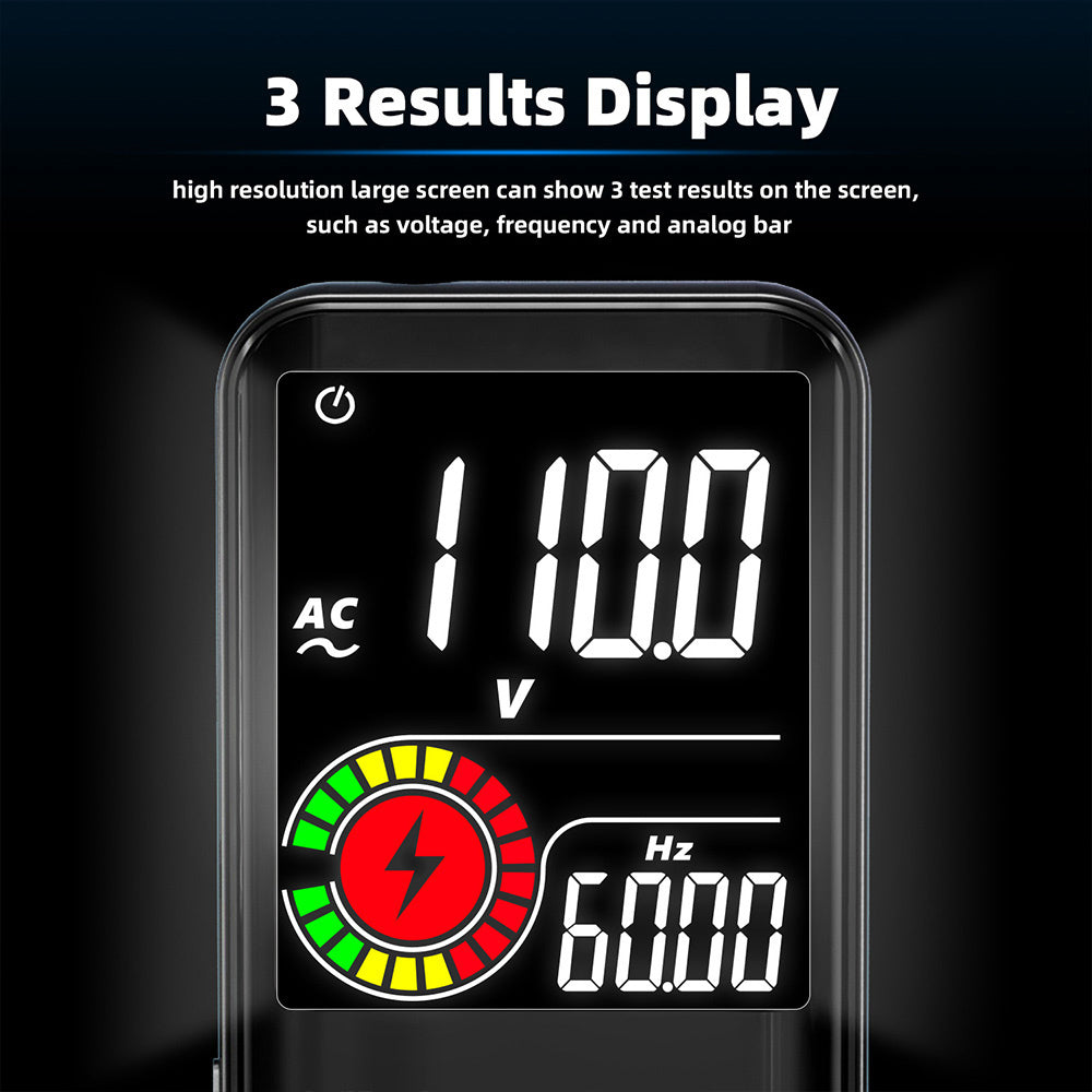BSIDE S11 Digital Multimeter, Smart Electrician Tester, USB Charge, EBTN Color Display, T-RMS 9999 Counts, DC AC Voltage Capacitor Ohm Diode Tester, Black - with Battery
