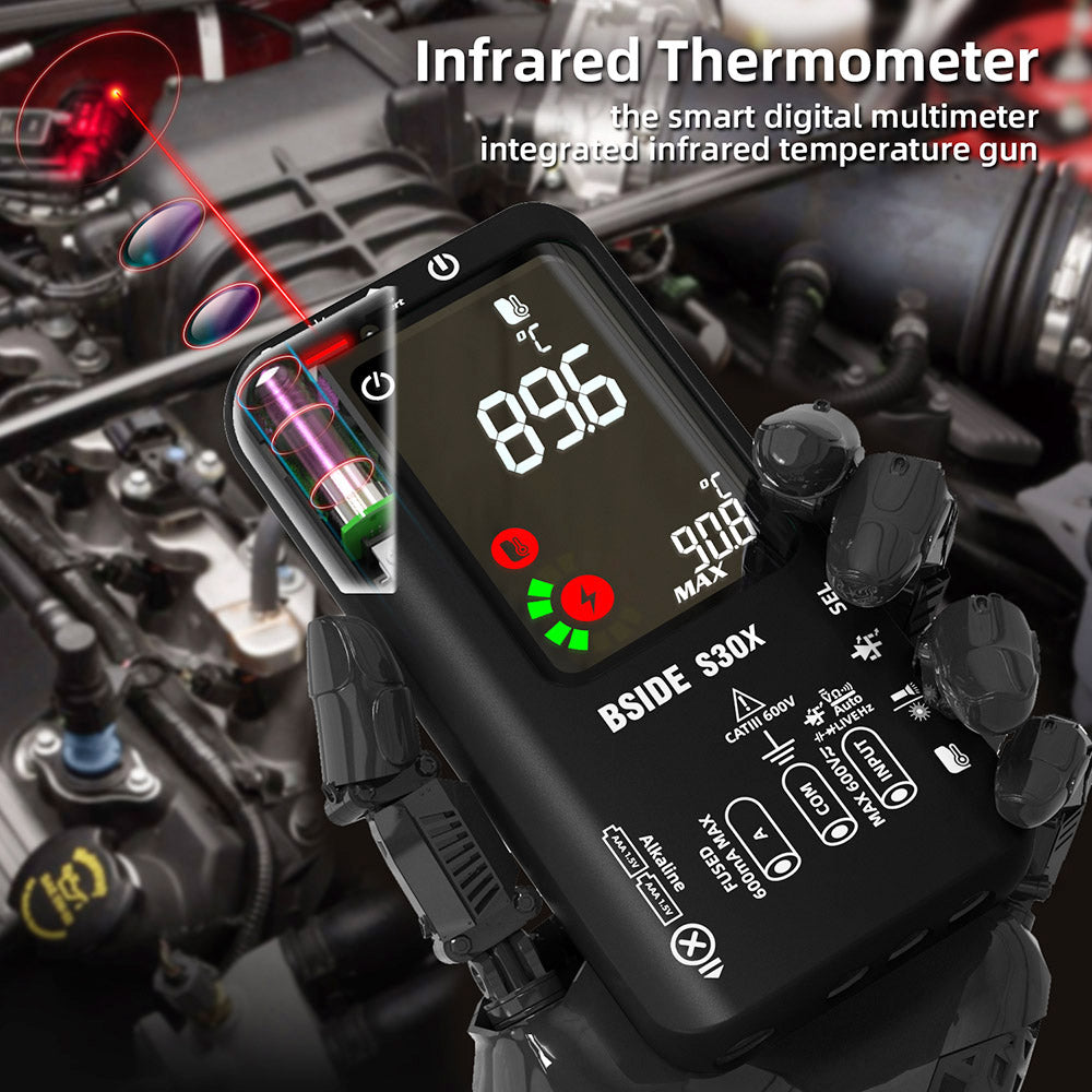 BSIDE S30X Digital Multimeter, Infrared Thermometer, Color Screen, True RMS 9999 Counts, Voltage Capacitance Resistance Frequency Diode Tester