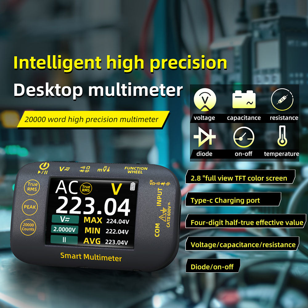 BSIDE S450 Digital Multimeter, 20000 Counts, 1000V, 2.8inch LCD Screen, Graphic Recording, Type-C Charging Port, Photovoltaic Voltage Millivolt AC Peak Meter