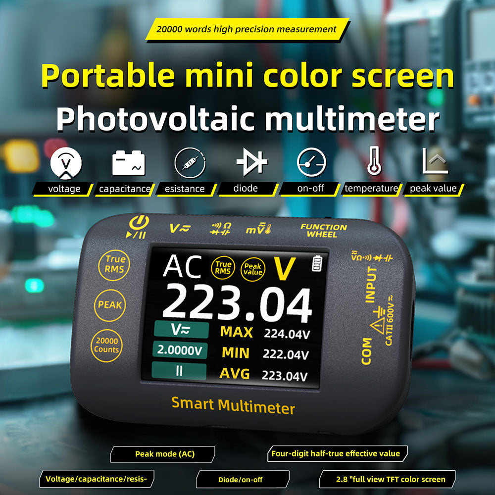 BSIDE S450 Digital Multimeter, 20000 Counts, 1000V, 2.8inch LCD Screen, Graphic Recording, Type-C Charging Port, Photovoltaic Voltage Millivolt AC Peak Meter