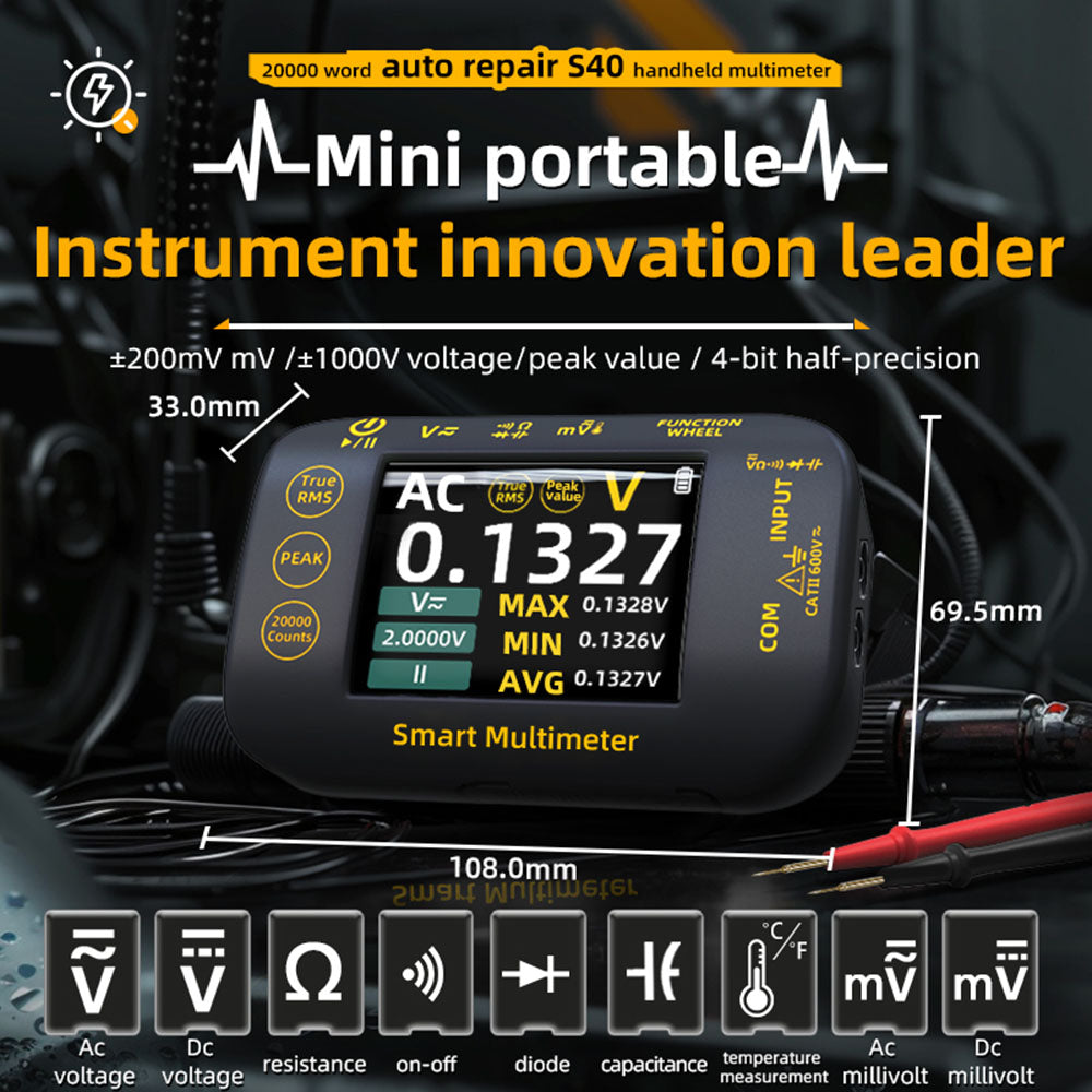 BSIDE S450 Digital Multimeter, 20000 Counts, 1000V, 2.8inch LCD Screen, Graphic Recording, Type-C Charging Port, Photovoltaic Voltage Millivolt AC Peak Meter