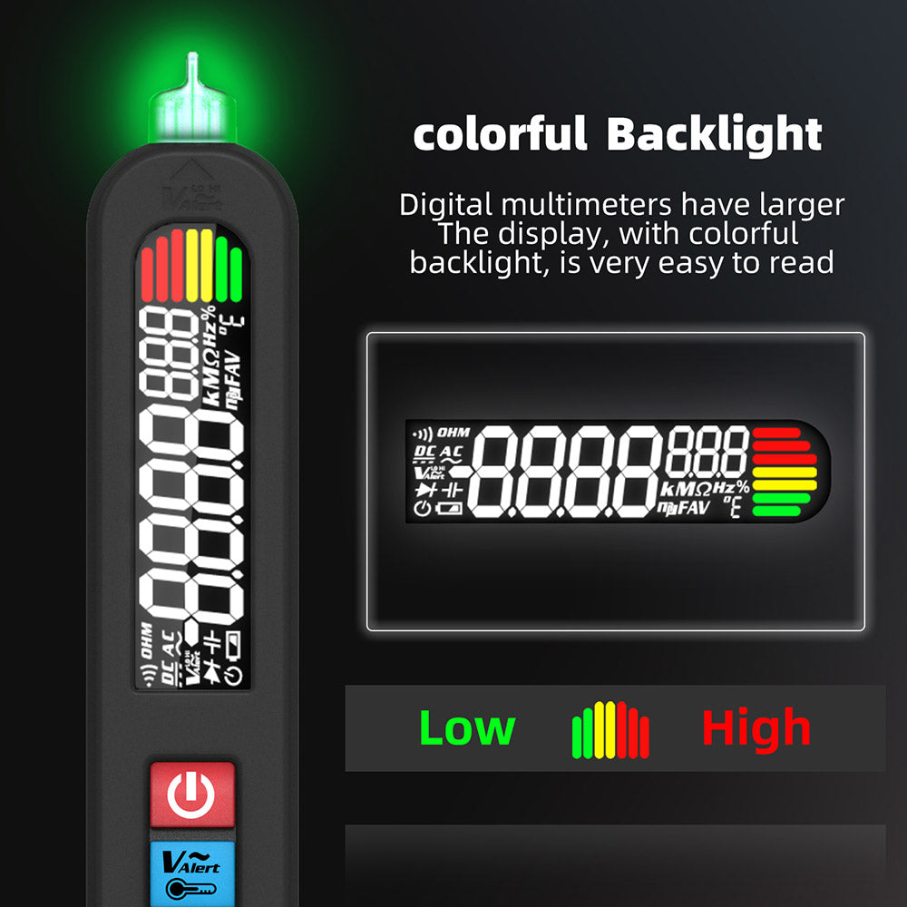 BSIDE S5X Digital Multimeter, AC DC Voltage Detector Pen, Auto Range, Capacitance Ohm Diode Hz NCV Tester, Bright LED Flashlight, 400mAh Li-ion Battery, Black -with Bag