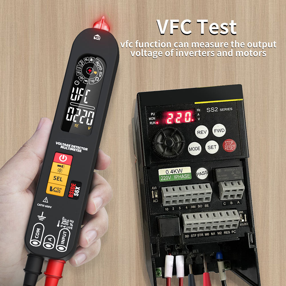 BSIDE S6X Intelligent Multimeter, EBTN Color Screen, Pen Type Voltage Current Capacitance Nai Multimeter, Rechargeable 400mAh Li-ion Battery