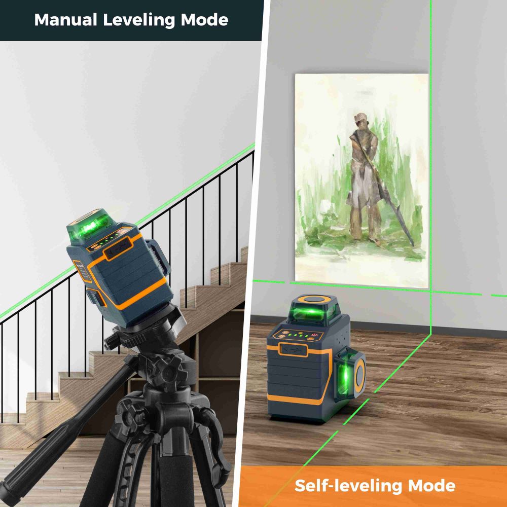 CIGMAN CM-701SE 3x360° 12 Lines Laser Level, Self Leveling, 3D Green Cross Line, with Remote Controller and Magnetic L-Shaped Bracket, Up to 50m Working Distance, IP54 Water & Dust Proof