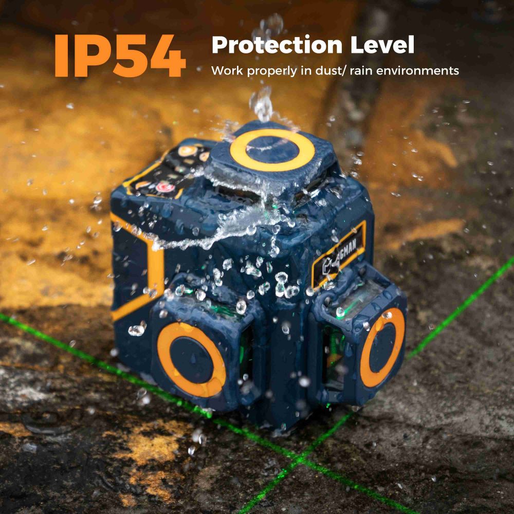 CIGMAN CM-701SE 3x360° 12 Lines Laser Level, Self Leveling, 3D Green Cross Line, with Remote Controller and Magnetic L-Shaped Bracket, Up to 50m Working Distance, IP54 Water & Dust Proof