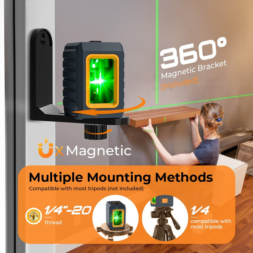 CIGMAN CM-G01 2 Lines Laser Level, Self-Leveling, 360° Magnetic Bracket