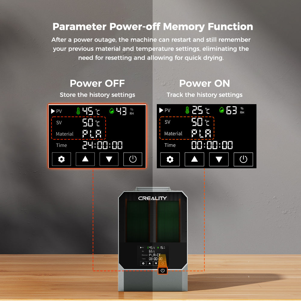 Creality Space Pi Plus Filament Dryer Box, 2 Rolls Capacity, PTC 360 Degrees Hot-Air Heating, 48H Timer, LCD Touch Screen