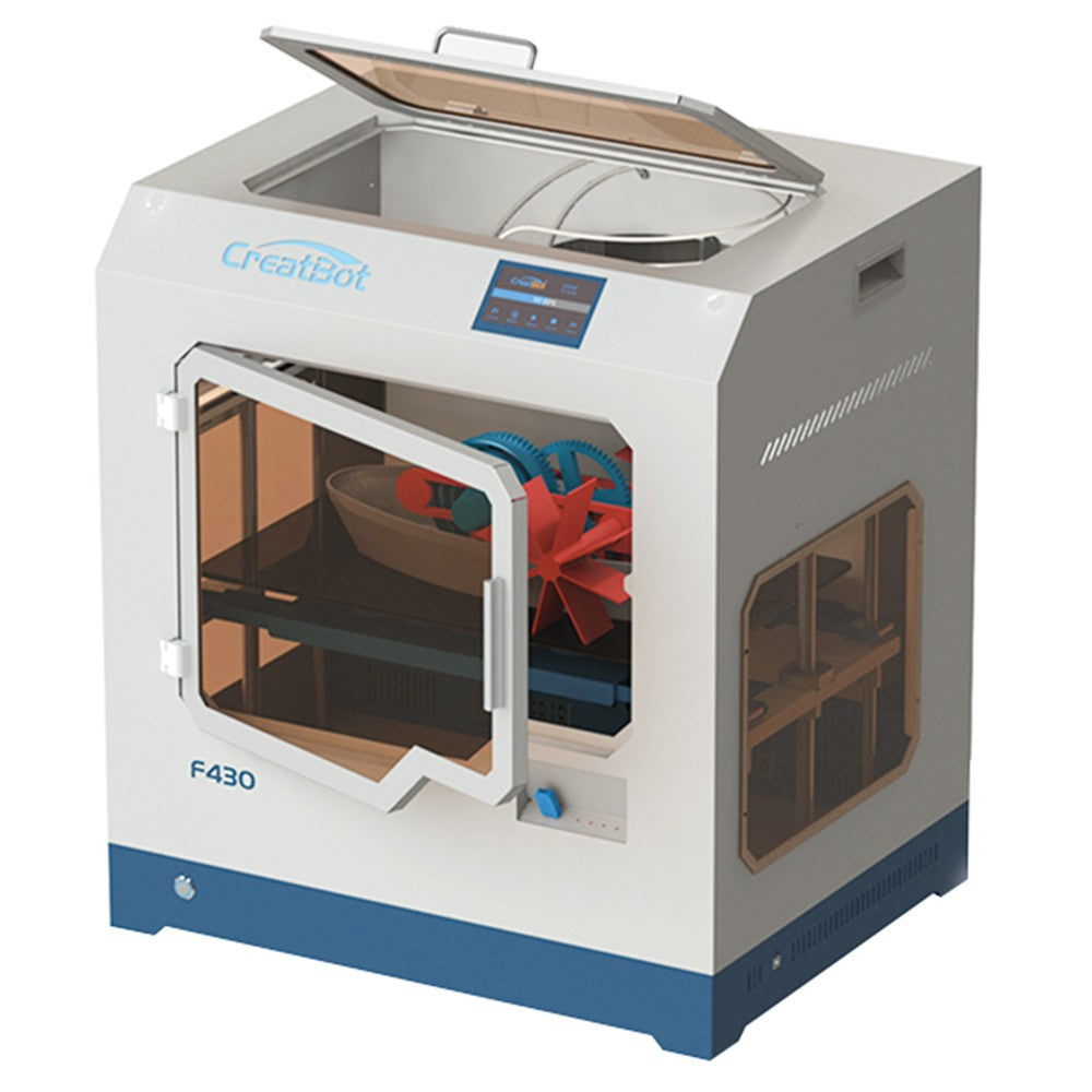CreatBot F430 3D Printer, Dual Extruder, Auto Leveling, 0.04mm Precision, Max Printing Speed 180 mm/s, Filament Detection, Outage Restore, Fully Enclosed, Glass Ceramic Platform, 400*300*300mm