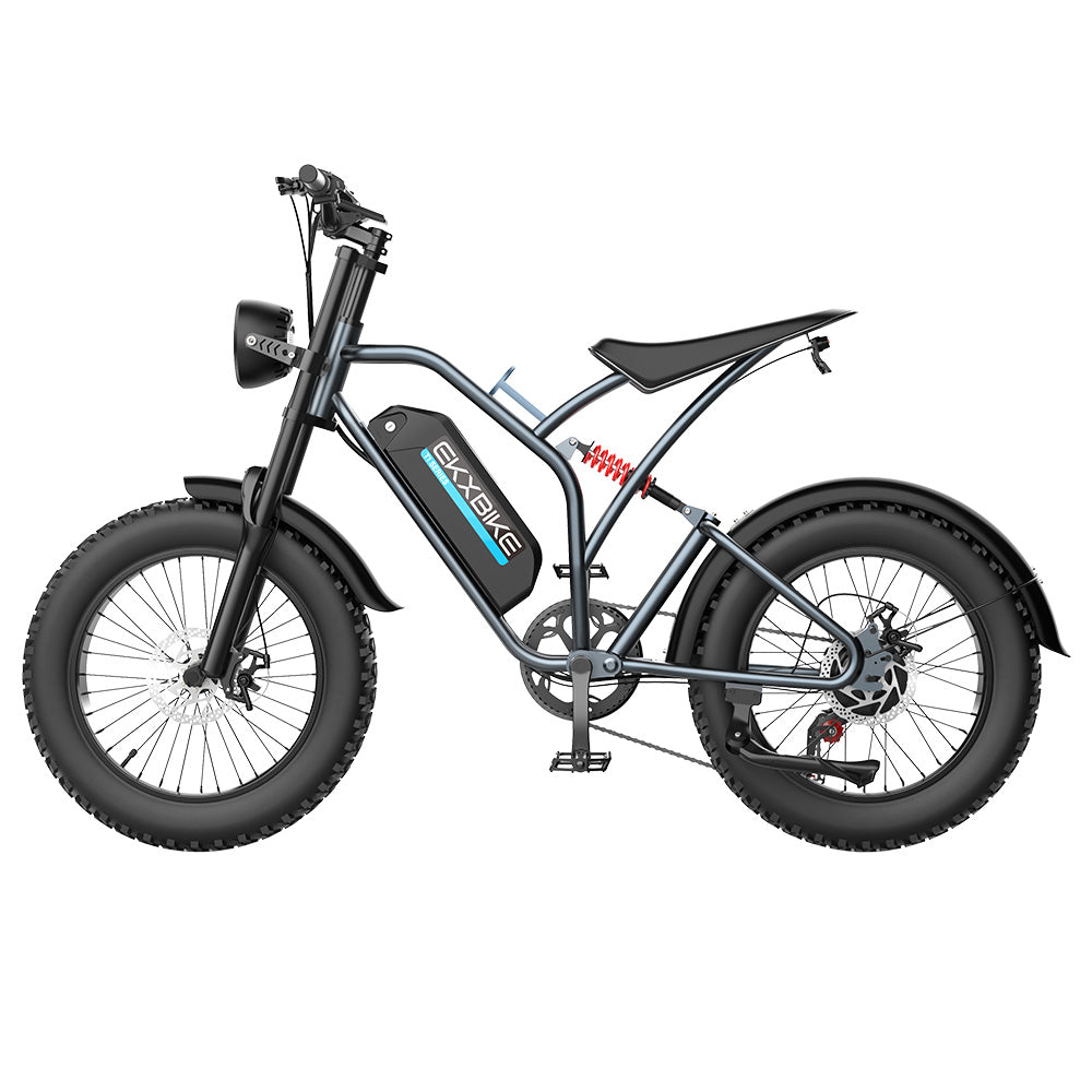 EKXBIKE T1 Electric Bike, 1000W Motor, 48V 20AH Battery, 20*4-inch Fat Tire, 50km/h Max Speed, 100km Range, Disc Brakes, Hydraulic Shock Absorber, Shimano 7-speed