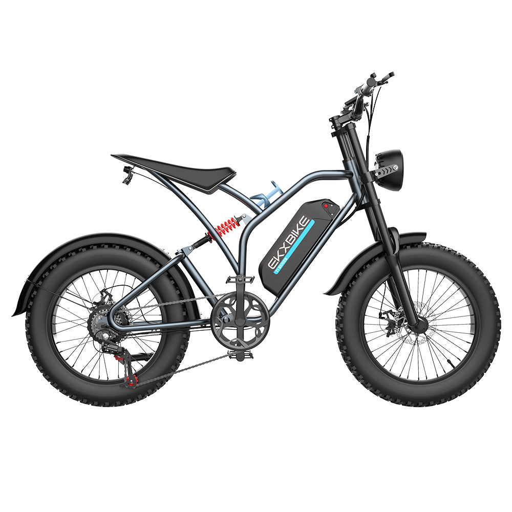 EKXBIKE T1 Electric Bike, 1000W Motor, 48V 20AH Battery, 20*4-inch Fat Tire, 50km/h Max Speed, 100km Range, Disc Brakes, Hydraulic Shock Absorber, Shimano 7-speed