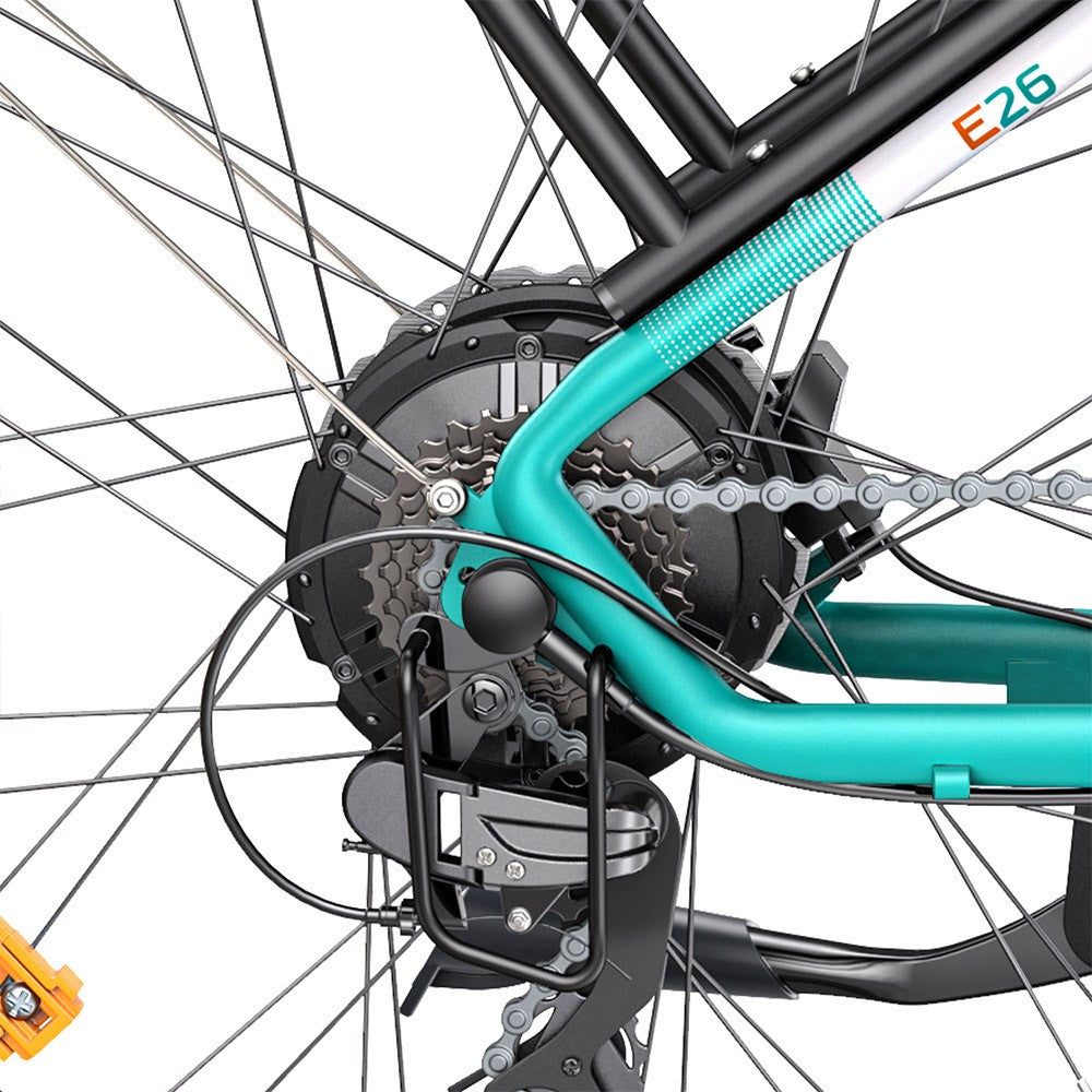 ENGWE E26 Step-over Electric Bike, 48V 16AH Battery 250W Motor Mountain Bike Shimano 7-Speed Gear 140km Max Range 25km/h Max Speed 26*4.0 inch Fat Tire 150kg Load Hydraulic Disc Brake - Gem Blue