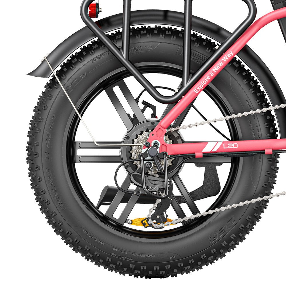 ENGWE L20 Electric Bike 20*4.0 inch Fat Tire 250W Motor 25km/h Max Speed 48V 13Ah Battery 140km Mileage Max Load 120kg Shimano 7-Speed Transmission - Red