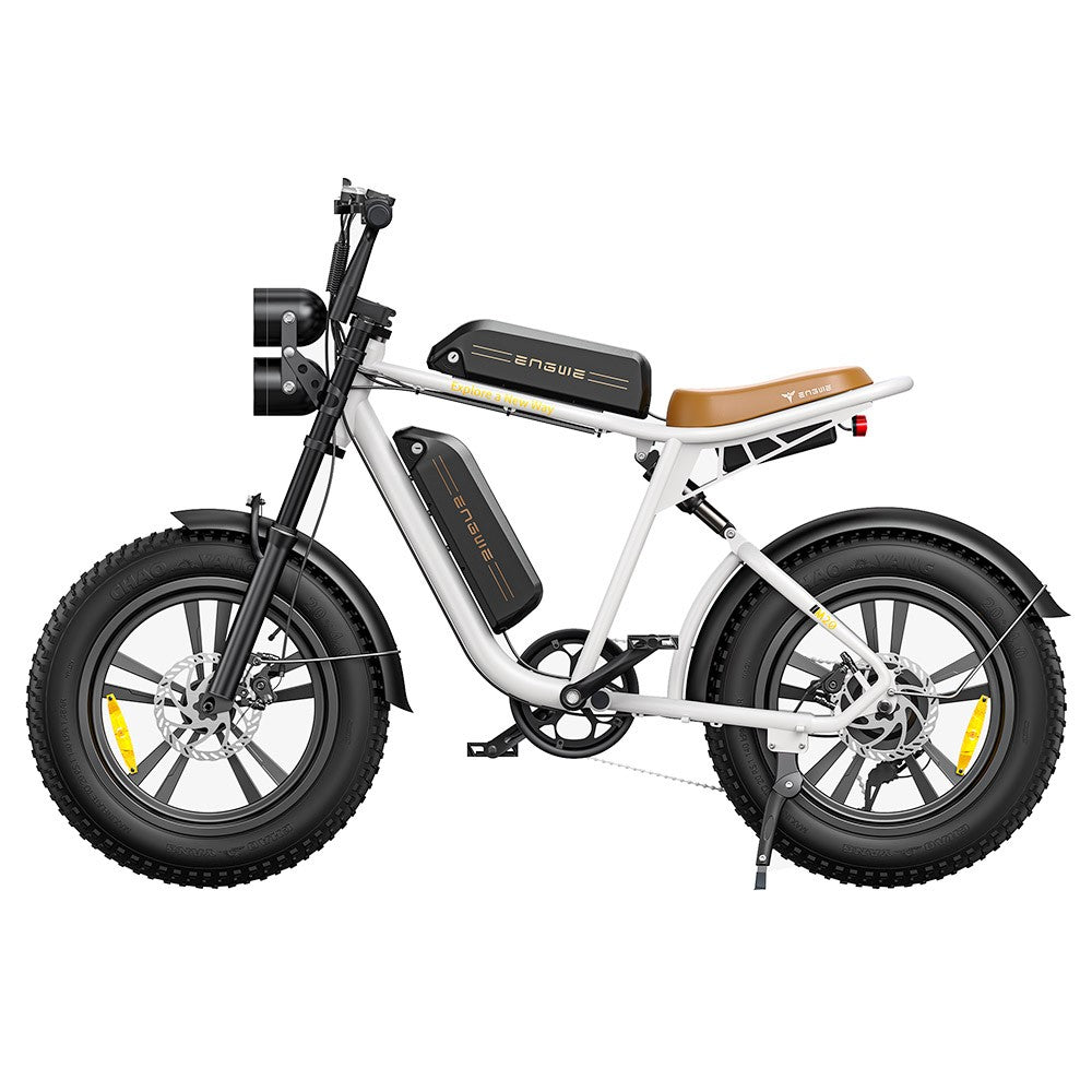ENGWE M20 Dual Battery Mountain E-Bike 20*4.0 Inch Fat Tires 750W Brushless Motor 45km/h Max Speed  48V 2*13Ah Batteries Front & Rear Disc Brakes Shimano 7-Speed Gear - White
