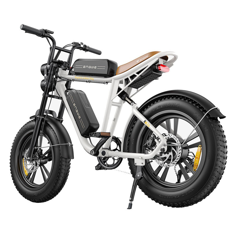 ENGWE M20 Dual Battery Mountain E-Bike 20*4.0 Inch Fat Tires 750W Brushless Motor 45km/h Max Speed  48V 2*13Ah Batteries Front & Rear Disc Brakes Shimano 7-Speed Gear - White