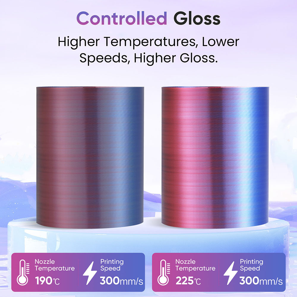 ERYONE High Speed Four-color Silk PLA Filament, 1kg - Cold Flame Nocturnal (Dark Purple & Magenta & Pink & Sky Blue)