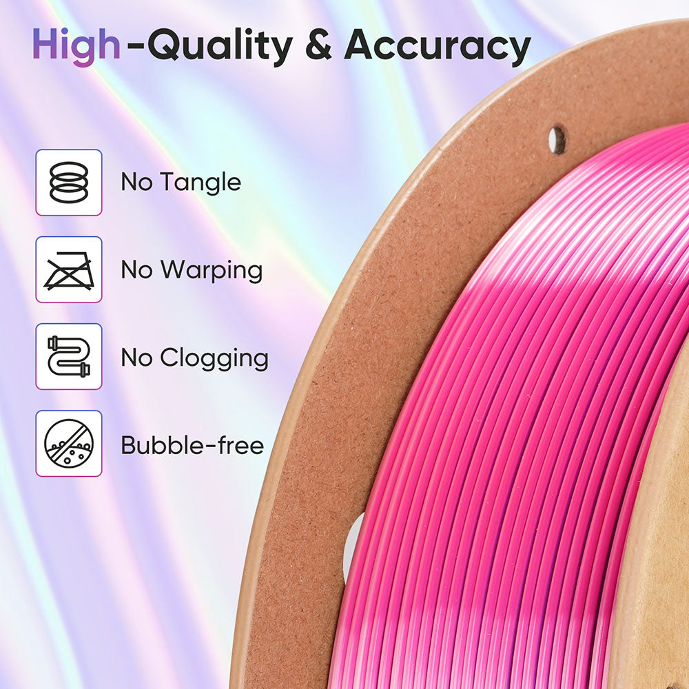 ERYONE High Speed Four-color Silk PLA Filament, 1kg - Cold Flame Nocturnal (Dark Purple & Magenta & Pink & Sky Blue)