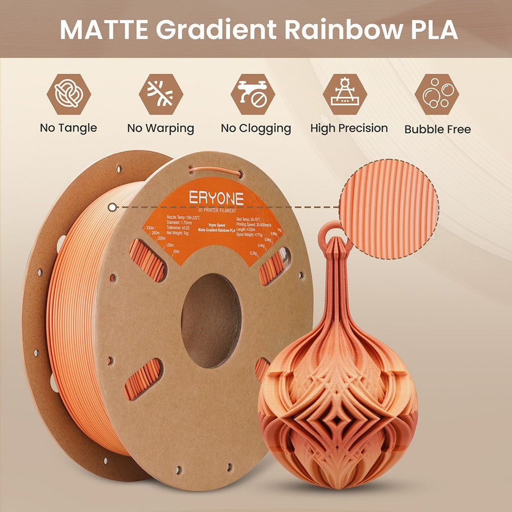 ERYONE High Speed Matte Gradient PLA Filament 1kg, Golden & Red