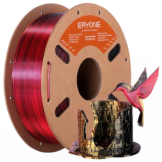 ERYONE High Speed Silk Tri-color PLA Filament 1kg, Black & Red & Golden
